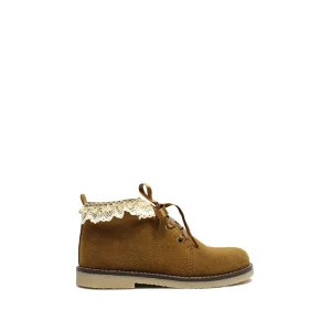 Botines casuales para niños en ante color camel
