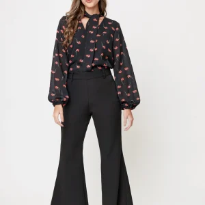 PANTALON FORMAL NEGRO ACAMPANADO PARA MUJER BUNNY